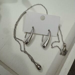 Delicate Silver Teadrop Earring and Necklace set